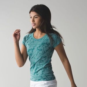 Lululemon Heathered Forage Teal Swiftly Short Sleeve